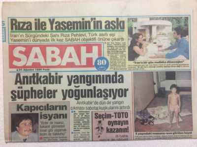 Sabah Gazetesi 31 Ağustos 1986 - Anıtkabir Yangınında Şüpheler GZ23574 - 1