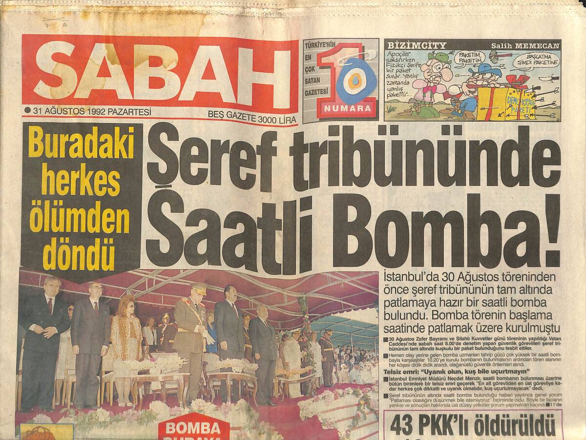Sabah Gazetesi 31 Ağustos 1992 - Yasemin Evcim Sudan Çıkmıyor - Skandalı Kraliçe Diana Duyurdu GZ153294 - 1
