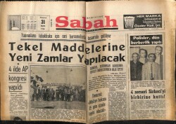 Sabah Gazetesi 31 Ekim 1966 - Tekel Maddelerine Yeni Zamlar Yapılacak GZ64050 - 2