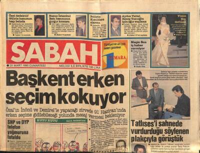 Sabah Gazetesi 31 Mart 1990 - Tatlısesi Sahnede Vurdurduğu Söylenen Plakçıyla Görüştük GZ83553 - 1