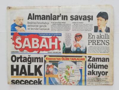 Sabah Gazetesi 31 Mart 1999 - Beşiktaş ve Fenerbahçe Derbisinde Gençlik ve Tecrübe Kapışacak. - GZ45874 - 2