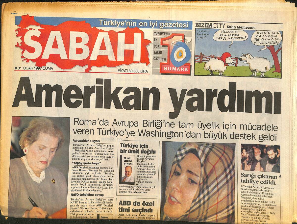 Sabah Gazetesi 31 Ocak 1997 - Hülya Avşar Başkan - Rodman'ın Yeni Hüneri GZ147885 - 1