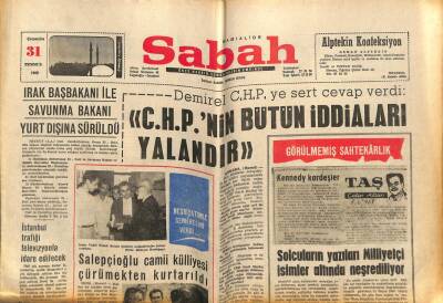 Sabah Gazetesi 31 Temmuz 1968 - Irak Başbakanı İle Savunma Bakanı Yurt Dışına Sürüldü GZ92927 - 1