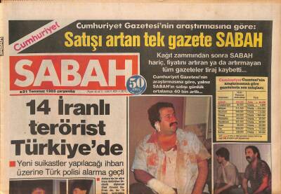 Sabah Gazetesi 31 Temmuz 1985 - İbrahim Tatlıses Gönlüm Zengin diyor - Spazım Geçiren Zeki Müren Tehlikeyi Atlattı ! GZ127583 - 1
