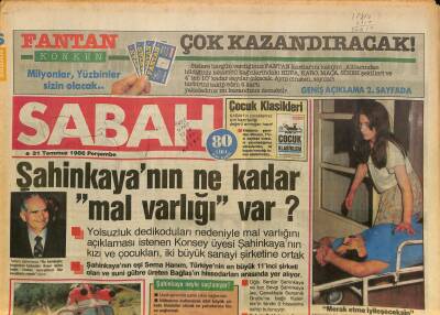 Sabah Gazetesi 31 Temmuz 1986 - Cumhurbaşkanı Evren Siyasi Yasakları Savunmaktan Vazgeçiyor - Manisaya Ara Seçim Hediyesi Helikopter GZ125959 - 1