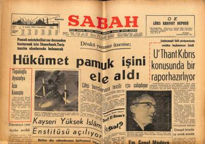 Sabah Gazetesi 4 Aralık 1965 - Topaloğlu Ayasofya İçin Konuştu GZ74794 - 1