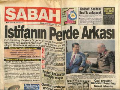 Sabah Gazetesi 4 Aralık 1990 - Kaddafi Saddam Bushla Anlaşacak GZ62081 - 2