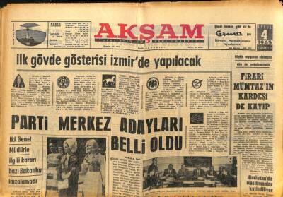 Sabah Gazetesi - 4 Eylül 1965 - Parti Merkez Adayları Belli Oldu GZ99738 - 1