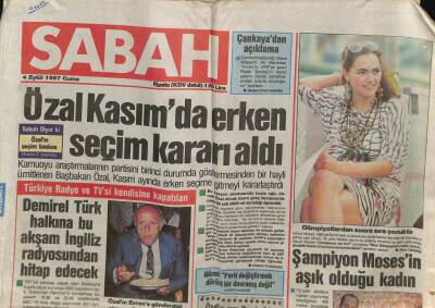 Sabah Gazetesi 4 Eylül 1987 - Demirel Türk Halkına Bu Akşam İngiliz Radyosundan Hitap Edecek GZ96058 - 1