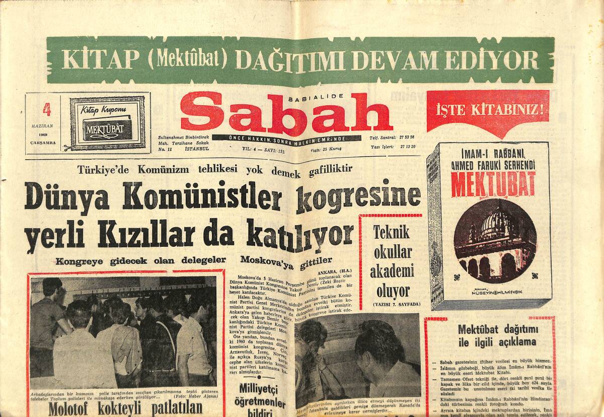 Sabah Gazetesi 4 Haziran 1969 - Azapkapı Geçidinin 1. Kısmı Önümüzdeki Ay Açılıyor - Simav Ormanları Yanıyor GZ150093 - 1