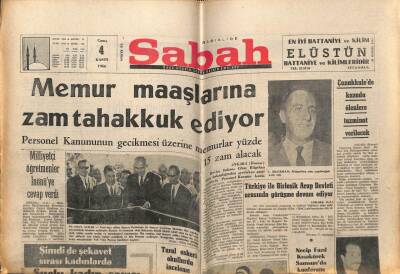 Sabah Gazetesi 4 Kasım 1966 - Memur Maaşlarına Zam Tahakkuk Ediyor GZ64076 - 1