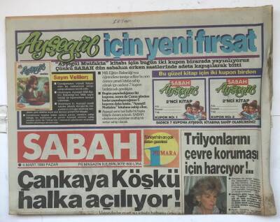 Sabah Gazetesi 4 Mart 1990 - Çankaya Köşkü Halka Açılıyor! GZ7838 - 1