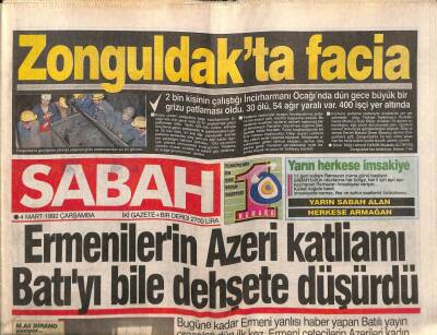 Sabah Gazetesi 4 Mart 1992 - Türkan Şorayın Soğuktu Yağmur Çiseliyordu Filminin Galasında 2.5 Milyar Lira Bağış Toplandı GZ83371 - 1