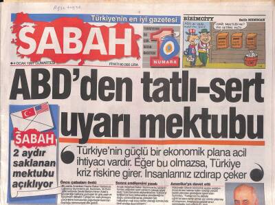 Sabah Gazetesi 4 Ocak 1997 - ABDden Tatlı-Sert Uyarı Mektubu - Merve İldeniz , Demi Mooreu Gölgede Bıraktı GZ119402 - 1