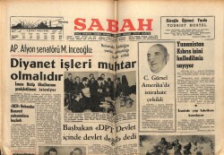 Sabah Gazetesi 4 Şubat 1966 - Diyanet İşleri Muhtar Olmalıdır GZ64114 - 1