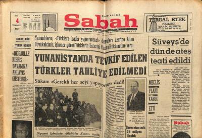 Sabah Gazetesi 4 Temmuz 1967 - Yunanistanda Tevkif Edilen Türkler Tahliye Edilmedi GZ64169 - 2