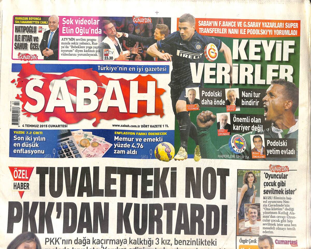 Sabah Gazetesi 4 Temmuz 2015 - Melo: Galatasaray İçin Her Şeyimi Veririm GZ154929 - 1