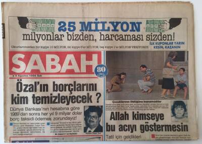 Sabah Gazetesi 5 Ağustos 1986 - Özalın Borçlarını Kim Temizleyecek ? GZ13987 - 2