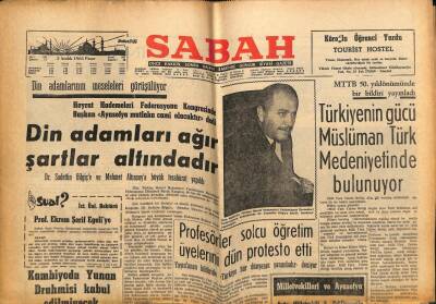 Sabah Gazetesi 5 Aralık 1965 - Türkiyenin Gücü Müslüman Türk Medeniyetinde Bulunuyor GZ74795 - 1