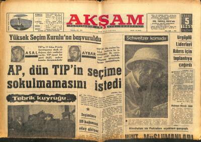 Sabah Gazetesi - 5 Eylül 1965 - AP, TİPin Seçime Sokulmamasını İstiyor GZ99737 - 1
