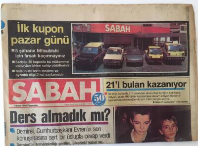 Sabah Gazetesi 5 Eylül 1985 - Demirel Cumhurbaşakanı Evrenin Konuşmasını Sert Bir Uslupla Eleştirdi GZ16012 - 1
