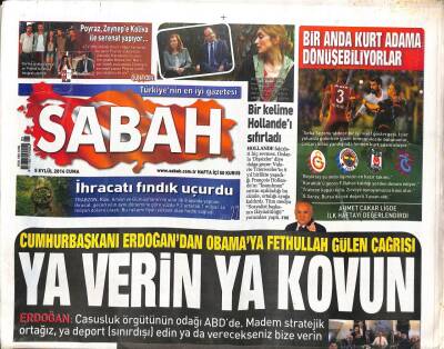 Sabah Gazetesi 5 Eylül 2014 - NATO Zirvesinde Zorlu Gündem - İhracatı Fındık Uçurdu GZ98394 - 1