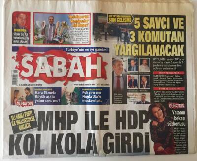 Sabah Gazetesi 5 Haziran 2015 - Mhp İle Hdp Kol Kola Girdi GZ22934 - 1