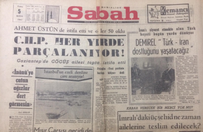 Sabah Gazetesi 5 Mayıs 1967 - CHP Her Yerde Parçalanıyor - GZ12606 - 1