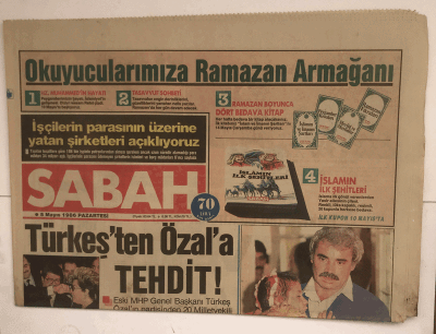 Sabah Gazetesi 5 Mayıs 1986 - Türkeşten Özala Tehdit ! GZ5205 - 1