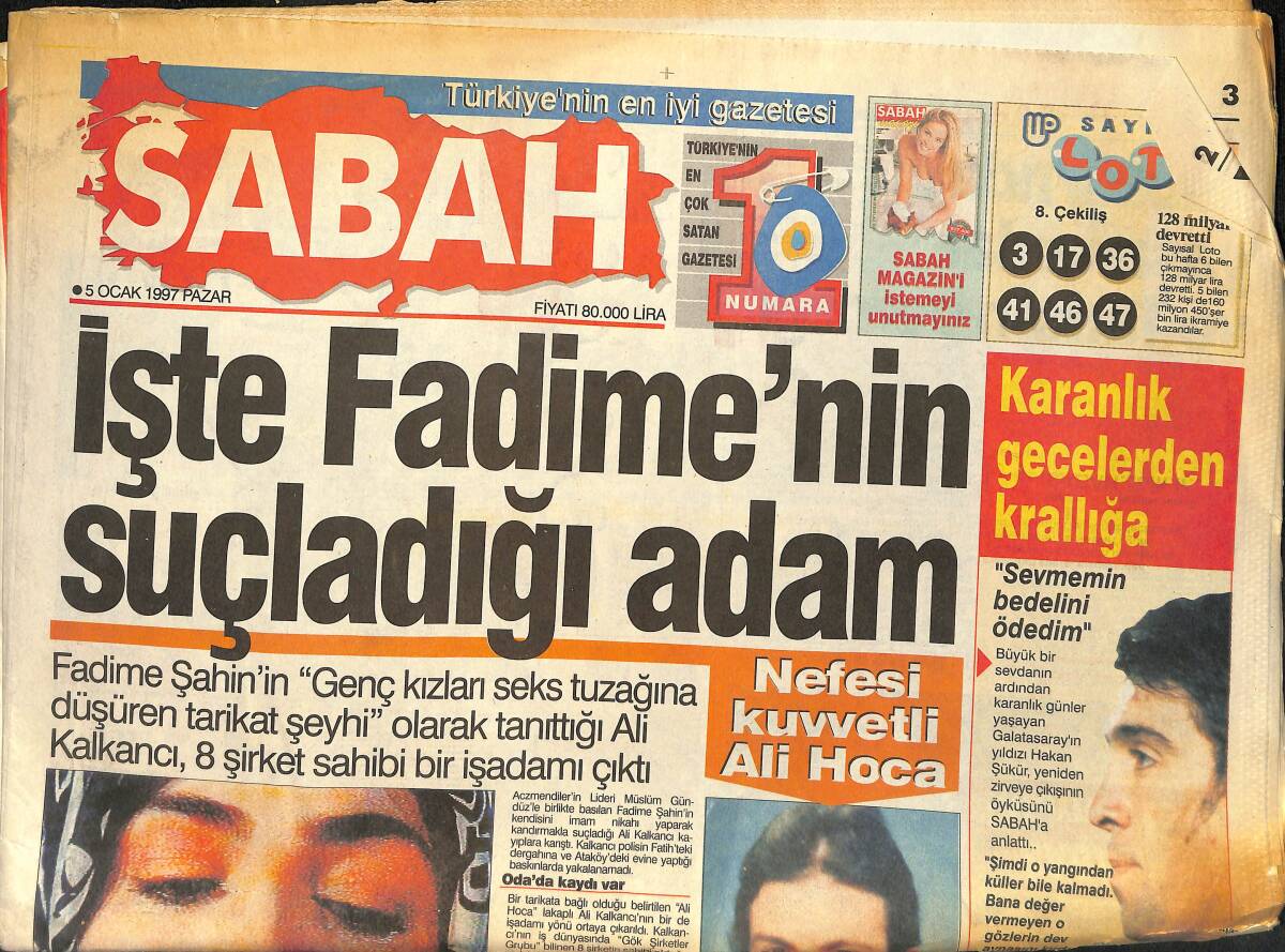 Sabah Gazetesi 5 Ocak 1997 - Hakan Şükür '' Sevmenin Bedelini Ödedim '' - Bakan Aksoy'un Oğlu Şırnak'a Gönüllü Gitti GZ155425 - 1