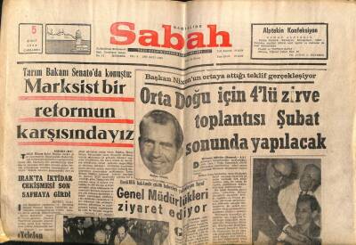 Sabah Gazetesi 5 Şubat 1969 - Orta Doğu İçin 4lü Zirve Toplantısı GZ63899 - 2