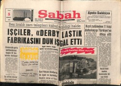 Sabah Gazetesi 5 Temmuz 1968 - İşçiler Derby Lastik Fabrikasını Dün İşgal Etti GZ64249 - 2