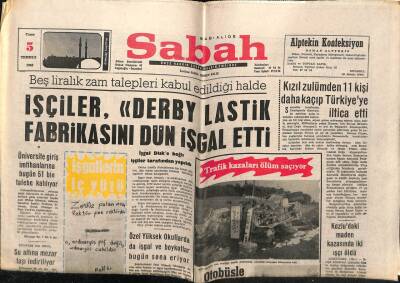 Sabah Gazetesi 5 Temmuz 1968 - İşçiler Derby Lastik Fabrikasını Dün İşgal Etti GZ64249 - 2