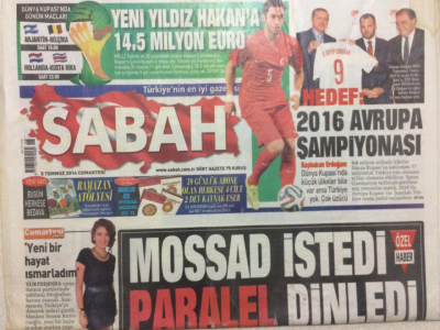 Sabah Gazetesi 5 Temmuz 2014 - Mossad İstedi,Paralel Dinledi GZ27976 - 1