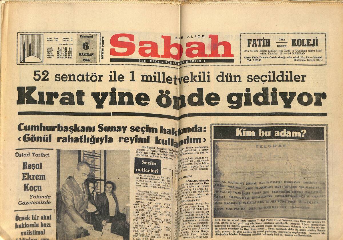 Sabah Gazetesi 6 Haziran 1966 - TİP'ciler Anadolu Ajansı Bürolarına Baskın Yaptı - 3-1'in Rövanşını Aldık Türkiye 5-0 Hollanda GZ149967 - 1