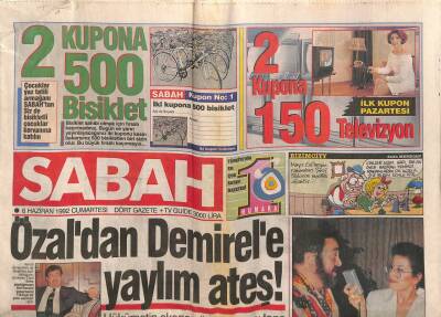 Sabah Gazetesi 6 Haziran 1992 - Leyla Zana Kendimi Hiç Türk Görmedim GZ85251 - 1
