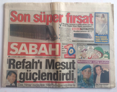 Sabah Gazetesi 6 Kasım 1992 - Refahı Mesut Güçlendirdi - GZ15077 - 2