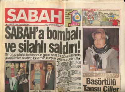 Sabah Gazetesi 6 Mayıs 1992 - Baş Örtülü Tansu Çiller GZ61551 - 1