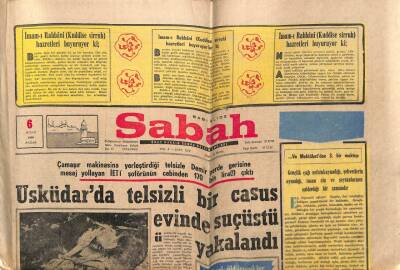 Sabah Gazetesi 6 Nisan 1969 - Üsküdarda Telsizli Bir Casus Yakalandı GZ64187 - 2