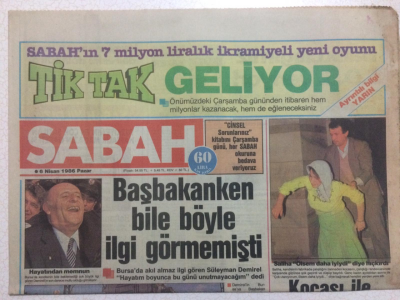Sabah Gazetesi 6 Nisan 1986 - Gülistan Hanım İzzet Altınmeşeye Kızdı GZ23573 - 1