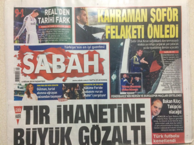 Sabah Gazetesi 6 Nisan 2015 - Tır İhanetine Büyük Gözaltı GZ27210 - 1