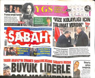 Sabah Gazetesi 6 Şubat 2013 - Özalın Saç Örneği Savcılığa Teslim Edildi - ABDden DHKP-Cye Dava GZ109793 - 1