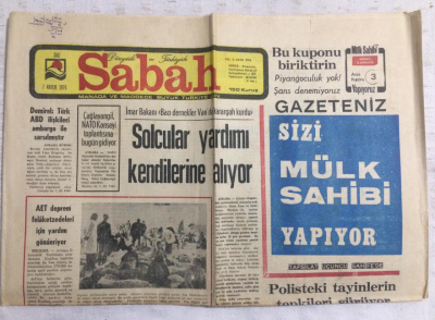 Sabah Gazetesi 7 Aralık 1976 - İmar Bakanı Bazı Dernekler Vanda Karargah Kurdu Solcular Yardımı Kendilerine Alıyor - GZ19271 - 1