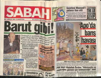 Sabah Gazetesi 7 Aralık 1991 - Gazetesi Maxwelli Yalancı İlan Etti GZ76615 - 1