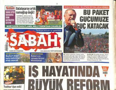 Sabah Gazetesi 7 Ekim 2013 - Galatasaray Artık Namağlup Değil ! - Fethiye Camisi Can Çekişiyor - Suriyede Kimyasal İmhası Başladı GZ124440 - 1