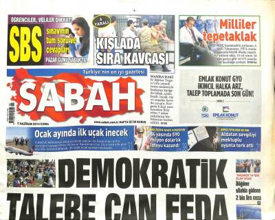 Sabah Gazetesi 7 Haziran 2013 - Ordu-Giresun Havalimanına Ocak Ayında İlk Uçak İnecek - 28 Şubat İddianamesi Kabul Edildi GZ98441 - 1