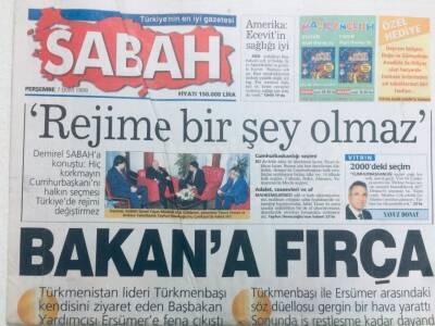 Sabah Gazetesi 7 Kasım 1999 - Bakana Fırça GZ43255 - 1