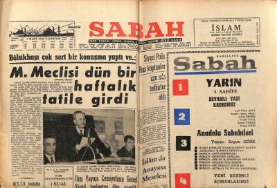 Sabah Gazetesi 7 Mart 1966 - Meclis Bir Haftalık Tatile Girdi GZ64074 - 2