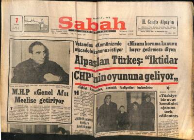 Sabah Gazetesi 7 Mart 1969 - Yunanistandan 11 Türk İltica Etti GZ80700 - 1