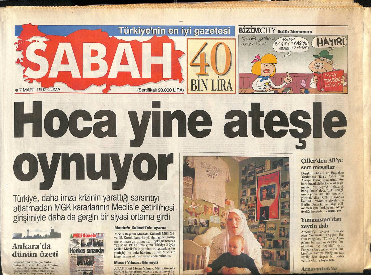 Sabah Gazetesi 7 Mart 1997 - Kemal Sunal'ın Rekoru - Ajda Pekkan'a Gizli Operasyon GZ155551 - 1